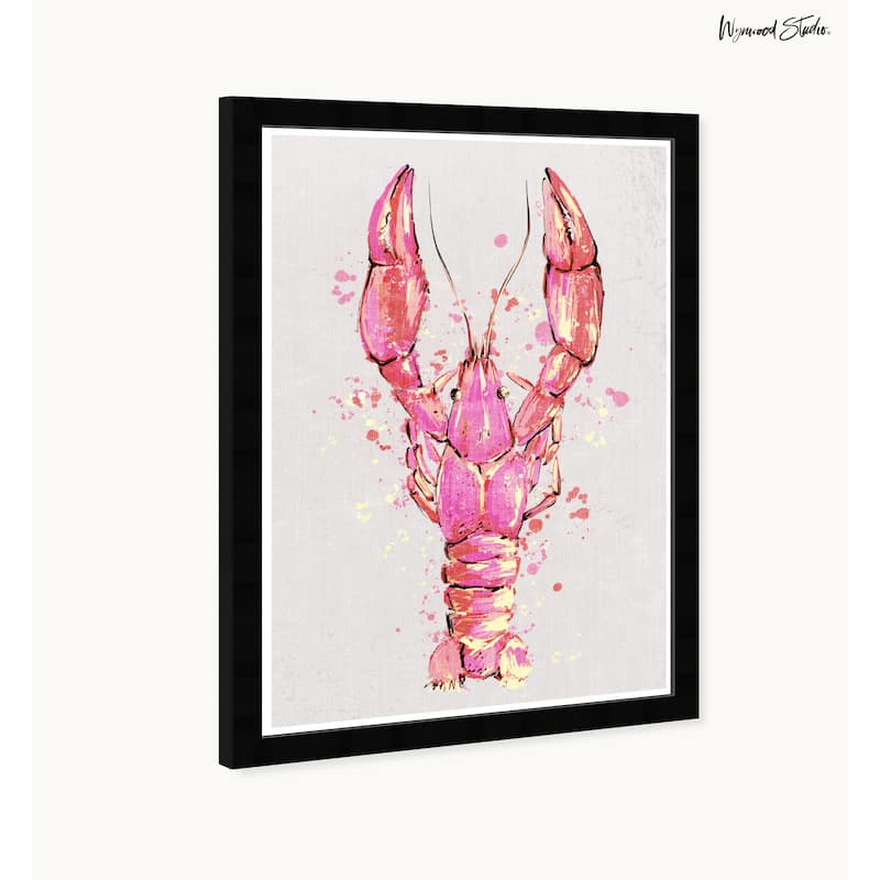 Wynwood Studio Blush Lobster Framed Trendy Retro Kitchen And Living Room Art Prints