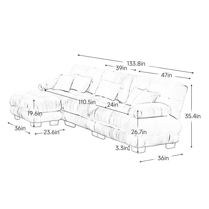Free Combination Modular Chenille Sectional Sofa Comfy Cloud Couch for Living Room