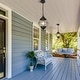 preview thumbnail 2 of 13, Modern Farmhouse Black 1-Light Outdoor Pendant Light Glass Patio Lantern Lamp - D10" X H12"