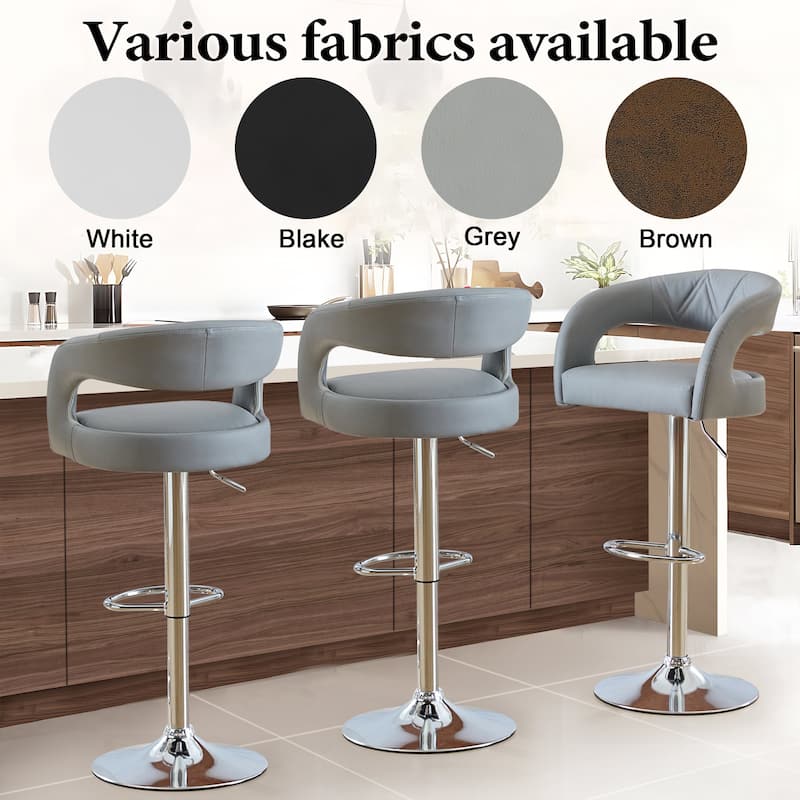 VECELO Set of 2 Rounded Mid-Back Swivel Bar Stools with Adjustable Height 360° Rotation 16" Base with Footrest