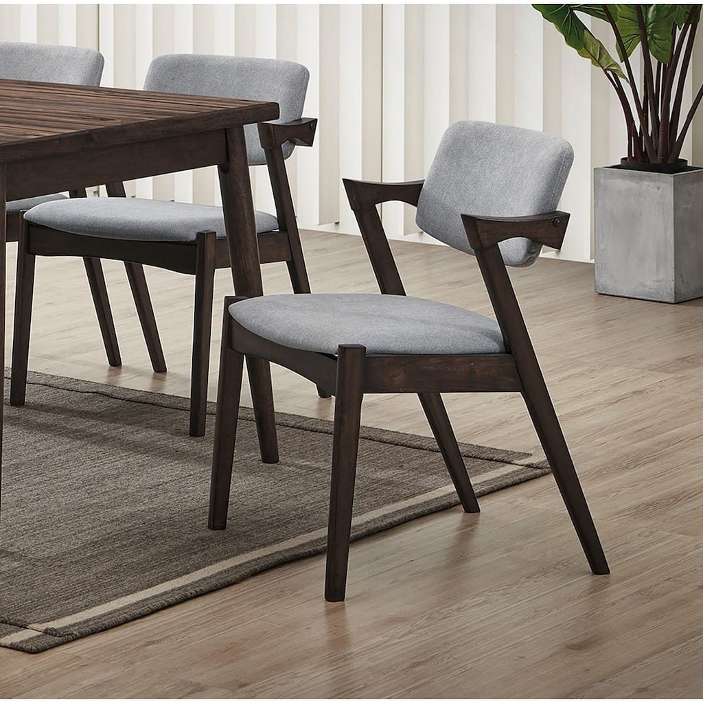 Walnut Finish Dining Chairs Angled Legs Supportive Back