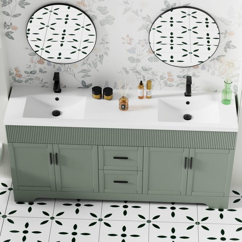 Wavy Line 30"/36"/48" Bathroom Vanity Set with Sink & Faucet
