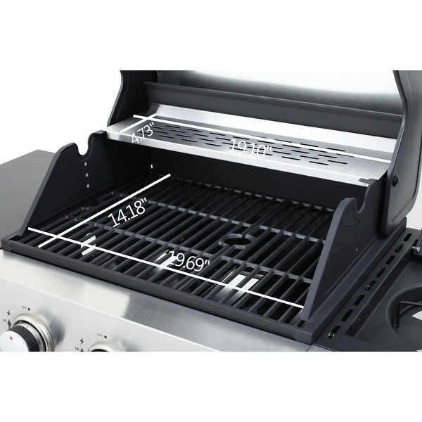 3-Burner Propane Gas BBQ Grill with Side Burner, 37230BTU Output