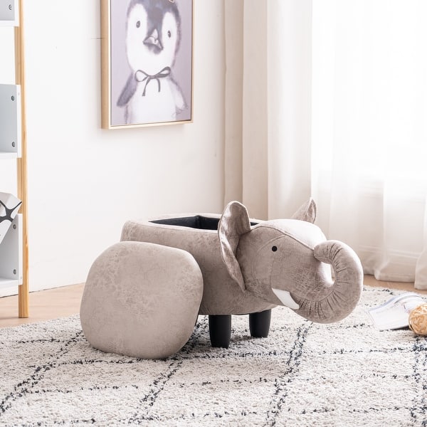 slide 2 of 15, Animal Elephant Storage Upholstered Kids Ottoman