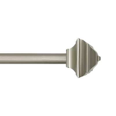 5/8" Drapery Single Curtain Rod Set with Decorative Square finials_Silver