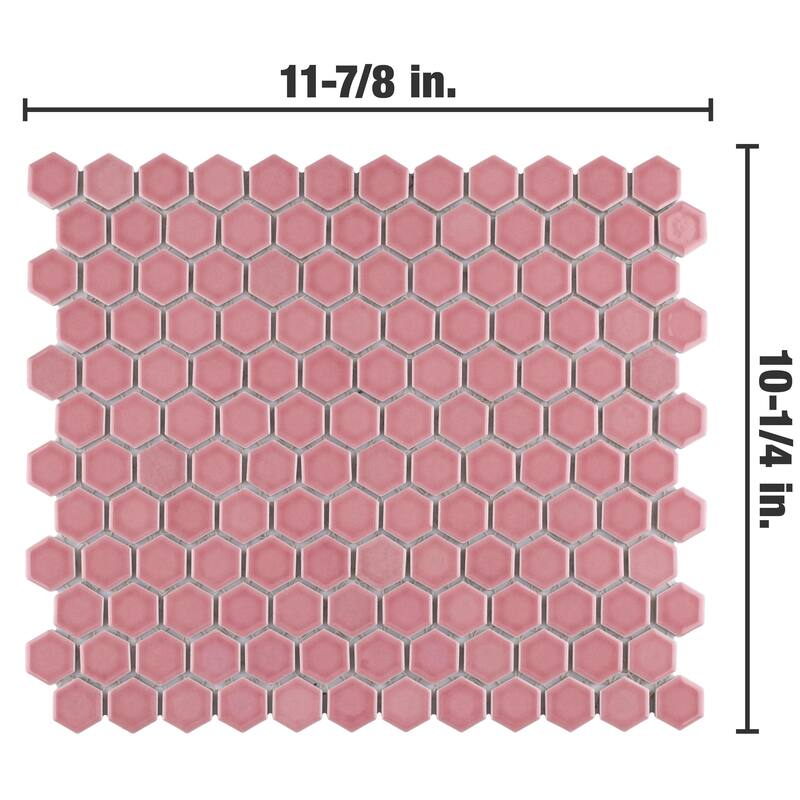 Merola Tile Tribeca 1" Hex Glossy Blush 10-1/4" x 11-7/8" Porcelain Floor and Wall Tile