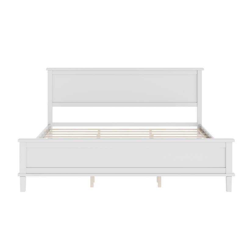Wood Platform Bed with Headboard and Wood Slat Support