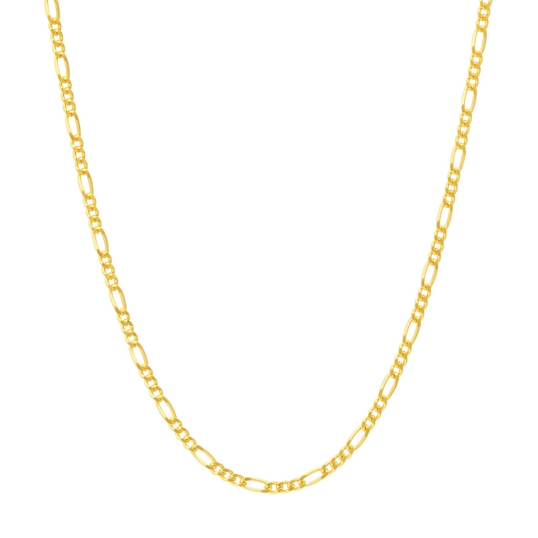 Curata 10k Yellow Gold 1.28mm Figaro Chain Necklace