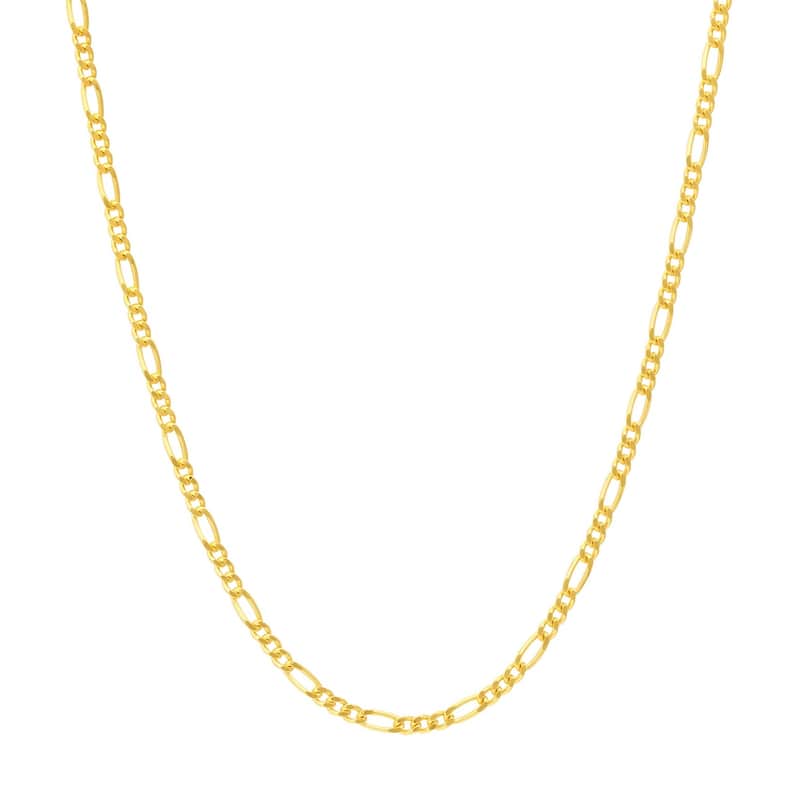 Curata 14k Yellow Gold 1.28mm Figaro Chain Necklace (Spring Ring)