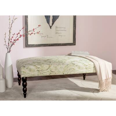 SAFAVIEH Alina Green Paisley Printed Bench - 0 - 47" W x 26" D x 16" H - 47Wx26Dx16H