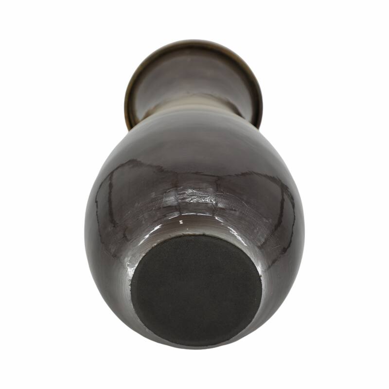 Sagebrook Home Glass Vase with Metal Accent - Elegant Decor Accent Piece
