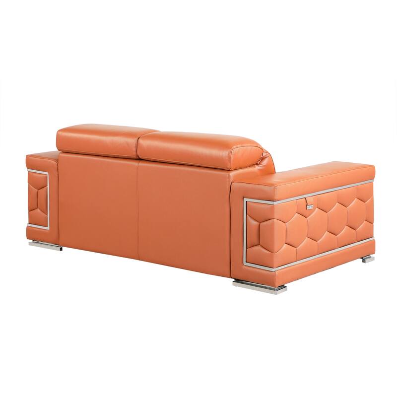 Top Grain Italian Leather Loveseat - Camel