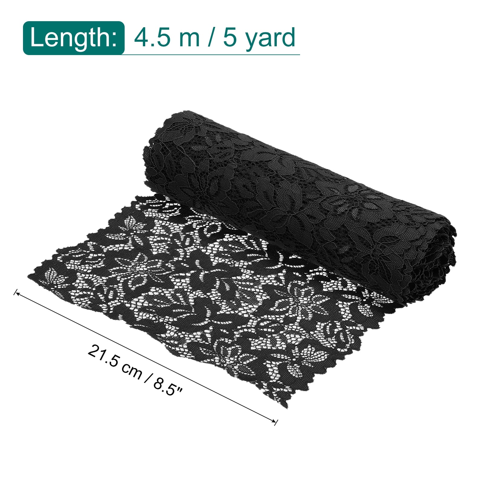 Lace Ribbon Floral Pattern Light Spandex Trim - 8.5 Inch Wide 5 Yard