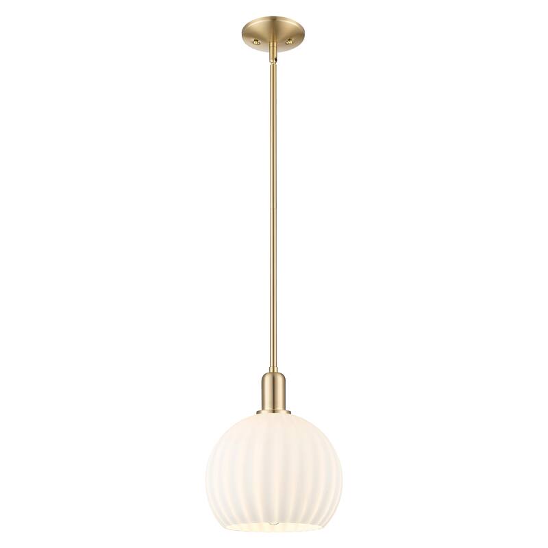 Innovations Lighting Endless Possibilities Arcadia - White Venetian - 1 Light 10" Stem Hung Mini Pendant - Champagne Bronze