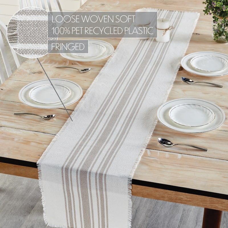Antique White Stripe Runner - 12x72 - Grey