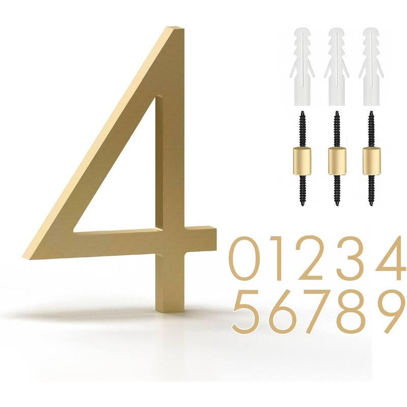 Mega Handles Modern Metal House Numbers | Heavy Duty Outdoor Address Digits | Easy to Install, Floating or Flush Mount Design
