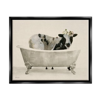 Stupell Cow in Antique Tub Framed Floater Canvas Wall Art Design by ...