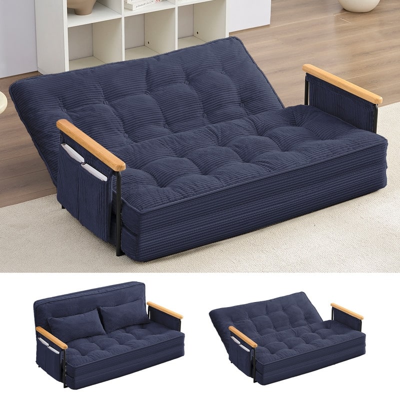 Mixoy Muti-Functional Folding Floor Sofa Bed,3-Seater,2-Seater,1-Seater Lazy Futon Sofa with 6 Position Adjustable Backrest - 53.9''*28''*26.4'' - BLUE
