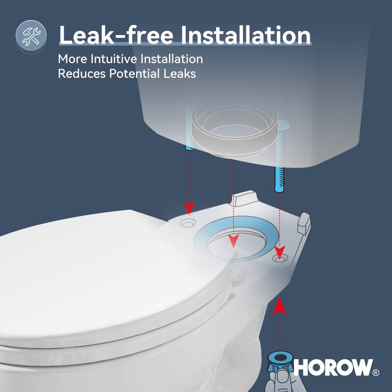 HOROW 2 Piece ADA Height Dual Flush Elongated Toilet White 1.1/1.6 GPF Strong Flush Soft Close Seat - 17 Inch