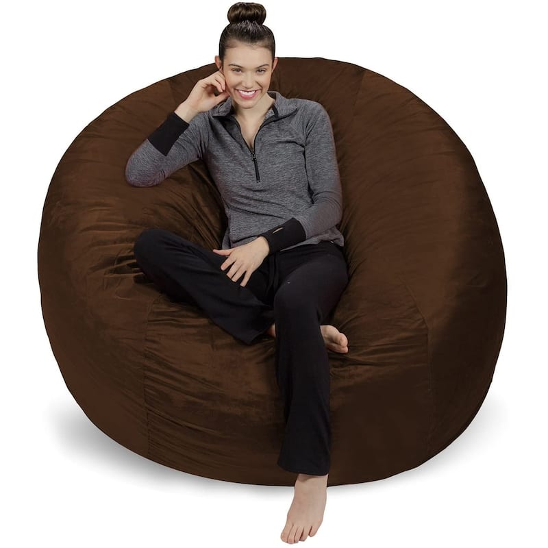 6-foot Memory Foam Bean Bag Chair - Chocolate