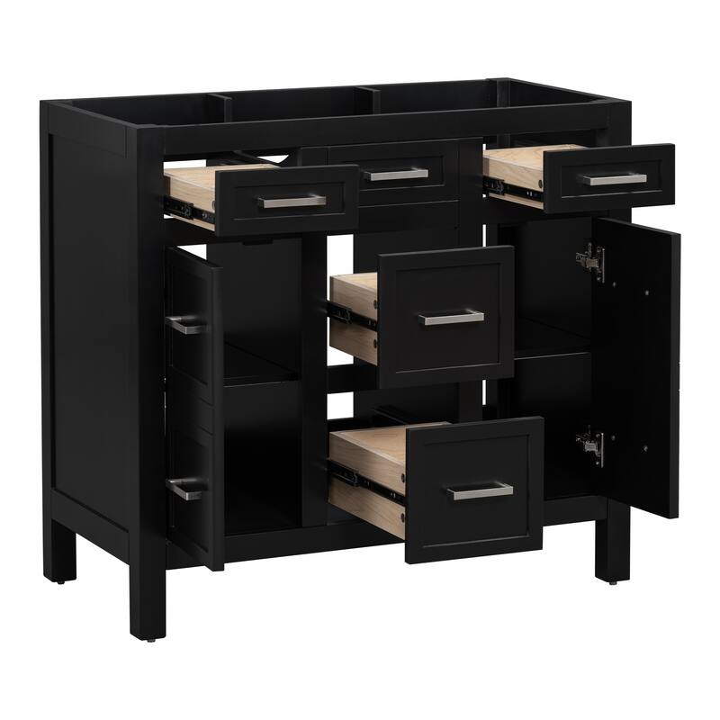 36 Inch Bathroom Vanity Cabinet with Resin Sink 4 Drawers 2 Doors