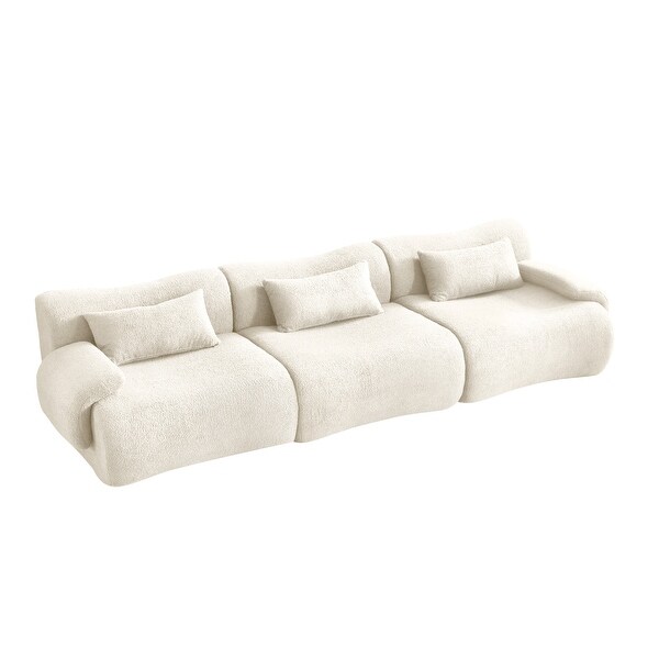 JASIWAY Modern Teddy Velvet Upholstered Sectional Sofa