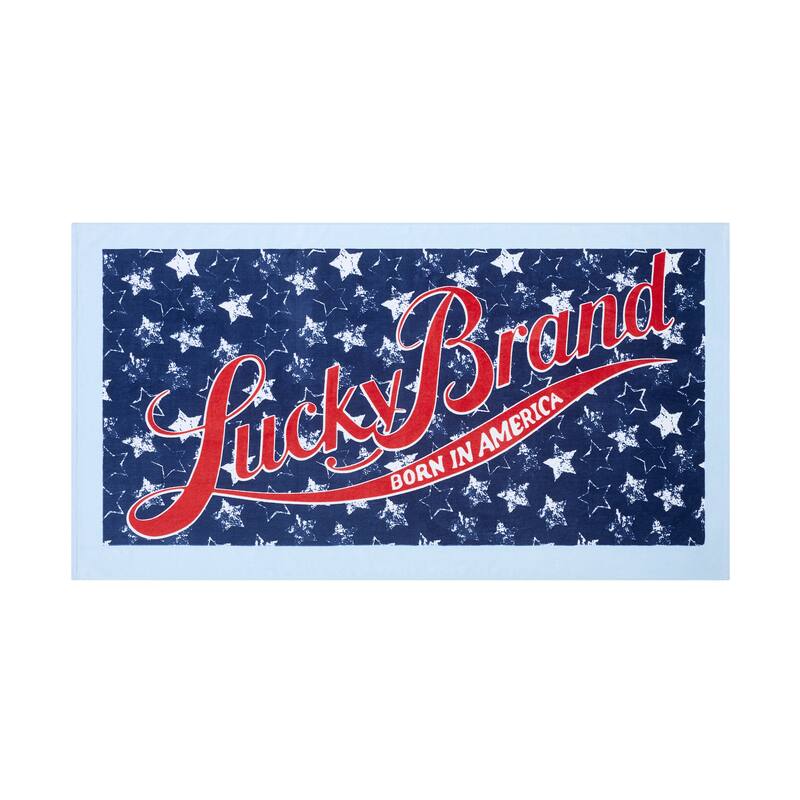 Lucky Brand Navy 36" x 68" 100% Cotton Beach Towel - 36" x 68"