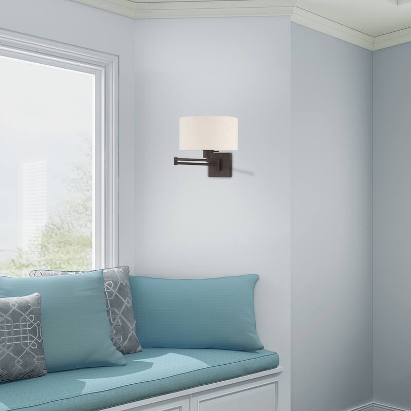 Livex Lighting 1-Light Drum Shade Swing Arm Wall Lamp, 40037