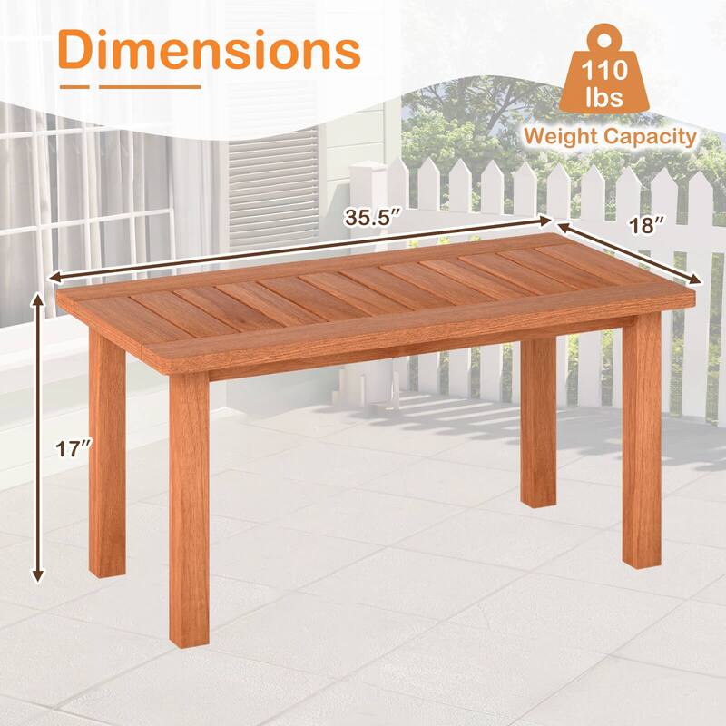 Costway 35.5" Wooden Coffee Table with Slatted Tabletop Rectangular - See Details