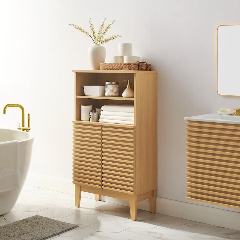 Render Freestanding Bathroom Storage Cabinet - Oak