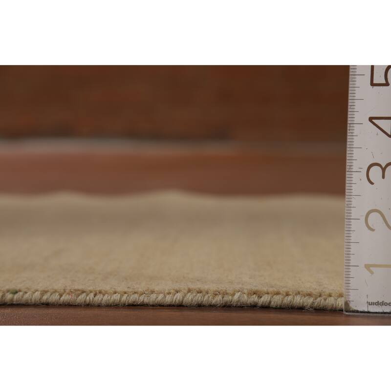Modern Gabbeh Runner Rug Hand-Knotted Beige Wool Carpet - 2'9"x 9'6"