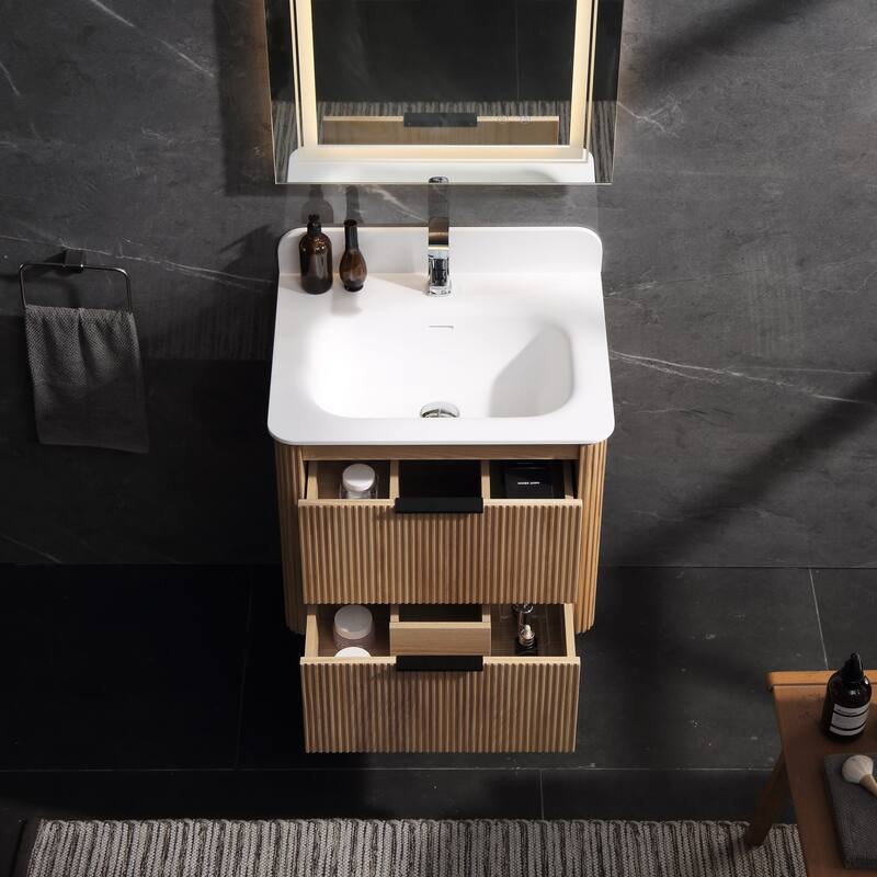 Modland 24" Wall-Mounted Bathroom Vanity with Acrylic Top Integrated Sink & Overflow