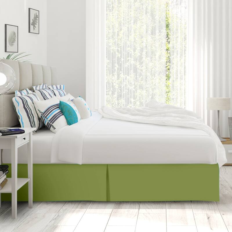 Clara Clark Pleated Bed Skirt-14 inch Tailored Drop - Soft Double Brushed Premium Microfiber Ruffle Bed Skirt - Includes 8 Pins