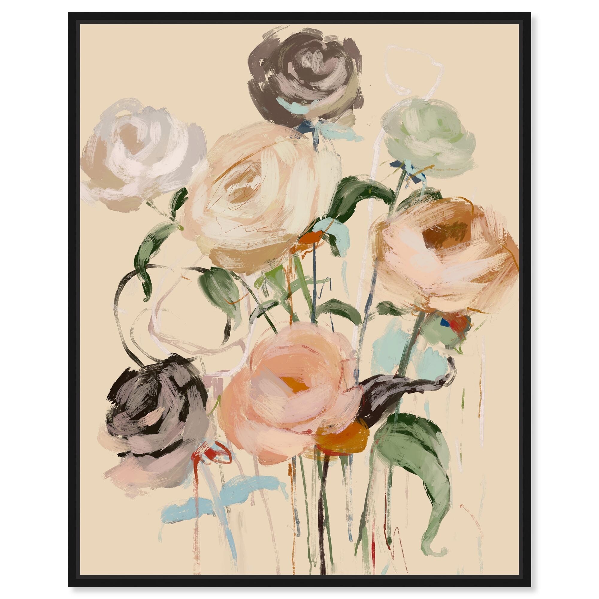 Roses for you Floral Decor Framed Canvas Print by Notoriart