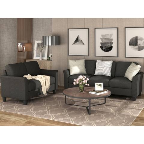 Living Room Fabric 3-Seat Sofa and Loveseat with Cushions Padded Thick Foam,Stable Side Armrests and Sturdy Hardwood Frame