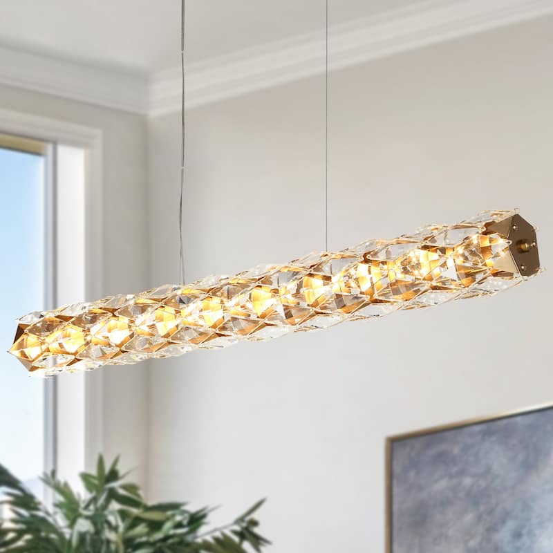 Modern LED Gold Chandeliers Linear Island Lights for Kitchen Island - W 35.8" x H 4.3" x D 4.3"