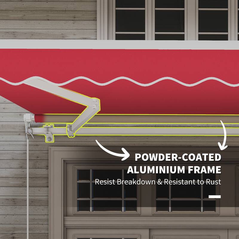 12' x 10' Retractable Awning Sun Shade Shelter with Manual Crank Handle, 280g/m² UV & Water-Resistant Fabric and Aluminum Frame