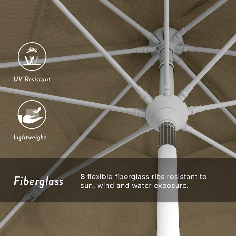 California Umbrella 11' Sun Master Patio Umbrella White Aluminum Pole Fiberglass Ribs Crank Lift Tilt Sunbrella Pacific Blue