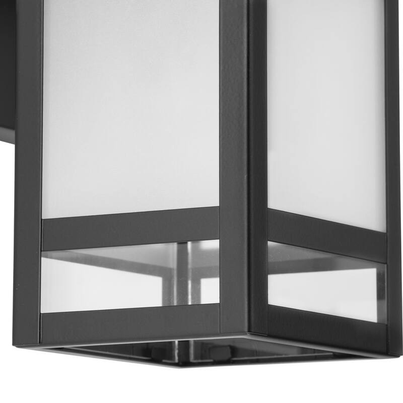 Parrish Collection One-Light Matte Black Clear and Etched Glass Modern Craftsman Outdoor Small Wall Lantern