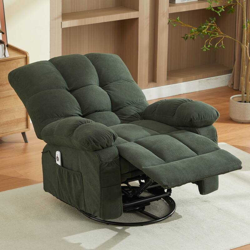 Massage Recliner Chair with Vibration and Lumbar Heating 350LB Capacity Swivel Rocker