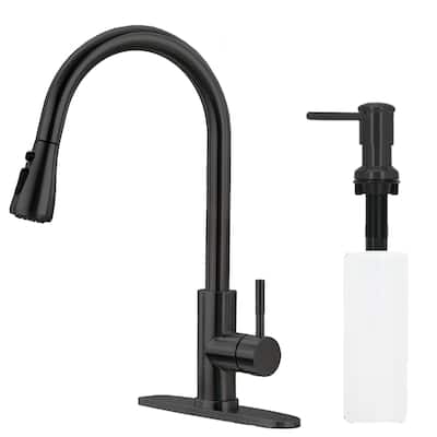 Single-Handle Pull-Down Sprayer Kitchen Faucet with Soap Dispenser