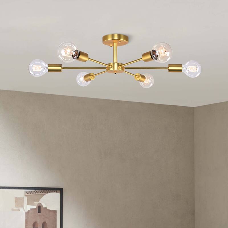 6 - Light Modern Metal Sputnik Semi-Flush Mount Lighting