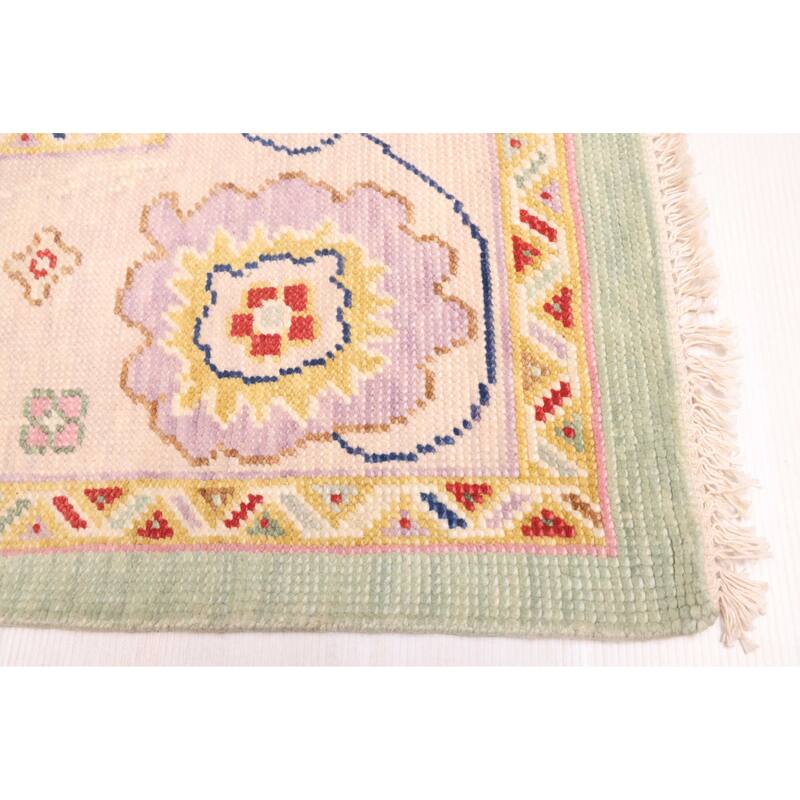 ECARPETGALLERY Hand-knotted Modern Oushak Light Green Wool Rug - 7'11 x 10'1