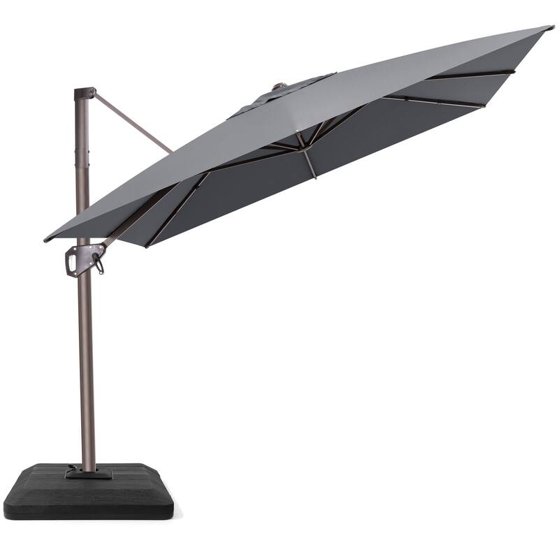 Outdoor 11 x 9 FT Patio 360 Degree Rotation Cantilever Umbrella with 4-Piece Umbrella Base
