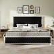 preview thumbnail 2 of 7, King Size Upholstered Platform Bed with Headboard, Charging Station and LED
