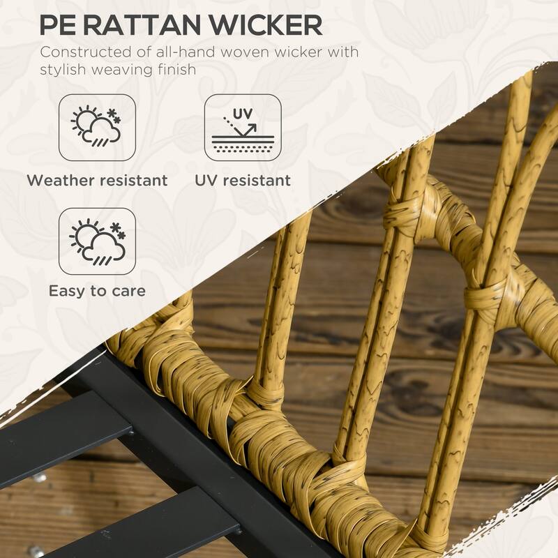 Outsunny 3 Piece Patio Rocking Chair Patio Set with Cushions, Outdoor PE Rattan Wicker Bistro Set with 2 Porch Rocker Chairs