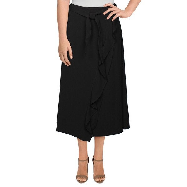 Calvin Klein Womens A-Line Skirt Ruffled Wrap - Black - Overstock ...