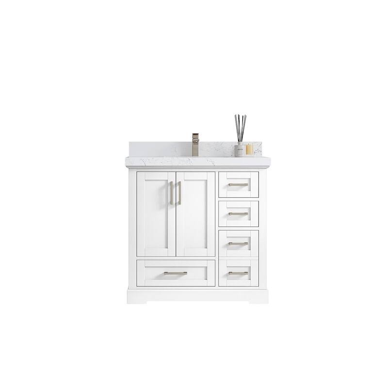Willow Collections 36 x 22 Boston Center Sink Left Bathroom Vanity with Countertop