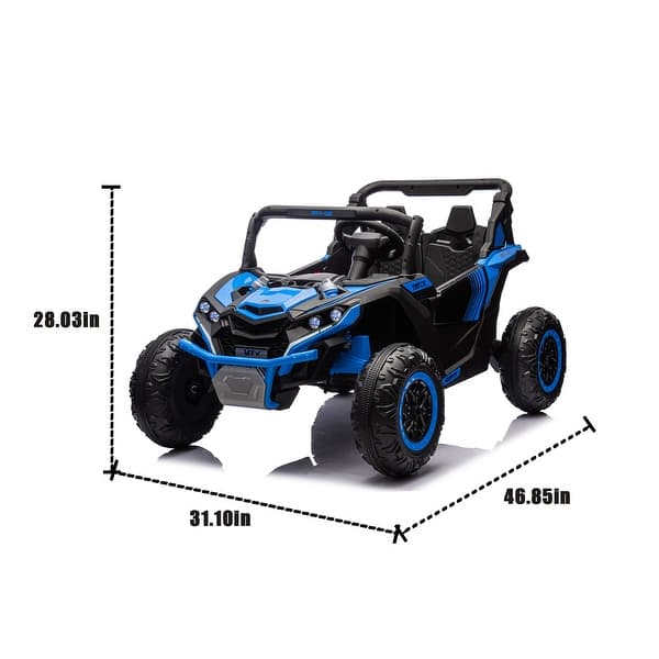 dimension image slide 3 of 5, 24V Two-Seater Ride-On Car for Kids with Remote Control, Large Wheels & Suspension