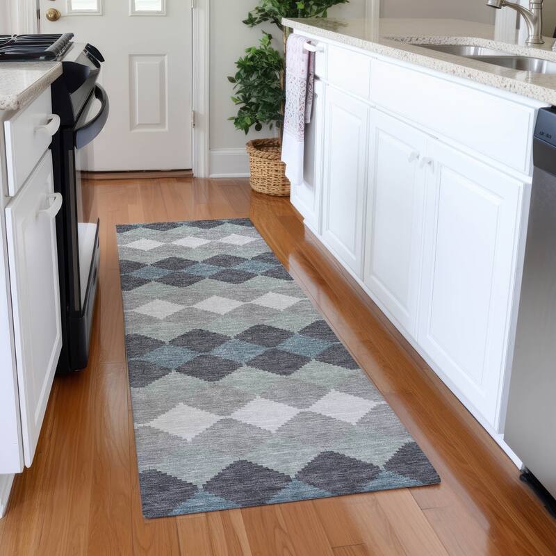 Premium Washable Super Soft Diamond Modern Mayfield Rug - Gray - 2'3" x 7'6"